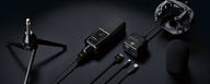 This image shows the DGT 650 USB microphone and interface on black background